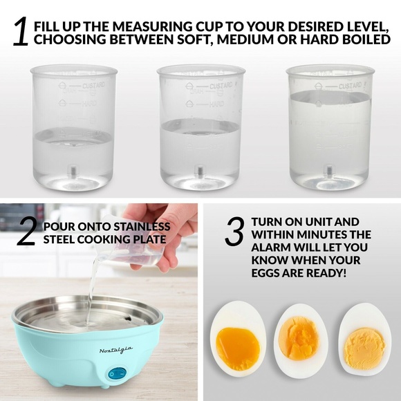 MyMini 7 Egg Rapid Cooker Teal Color Can Boil Scramble Poach Omelette Steam NIB - Picture 5 of 9